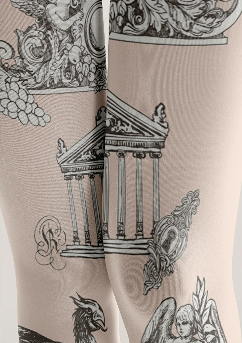 Beige Classical Engraving Tights