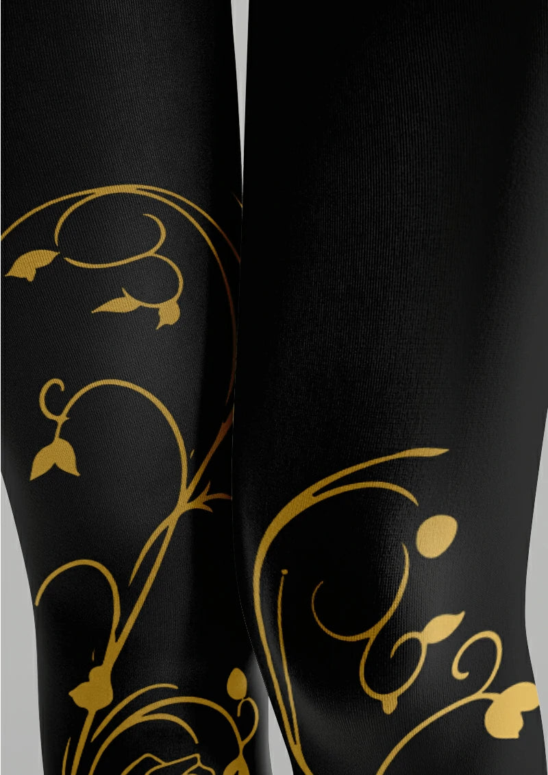 Black Rose Vine Tights