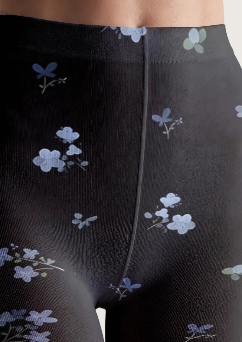 Black Petite Bouquet Tights