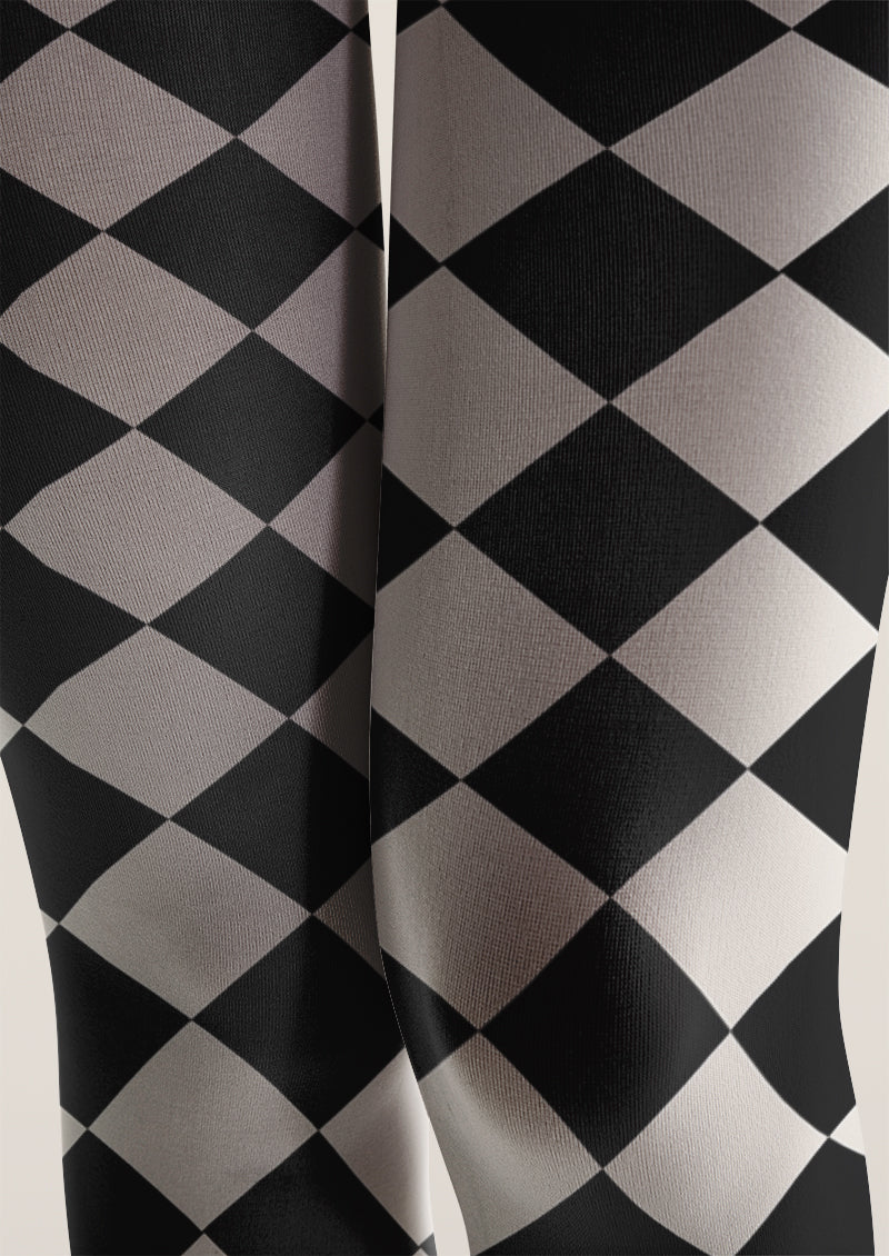 Classic Diamond Plaid Pattern Tights Hosiery Pantyhose