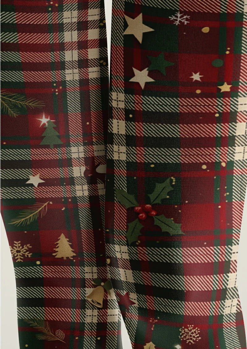 Red Christmas Plaid Tights