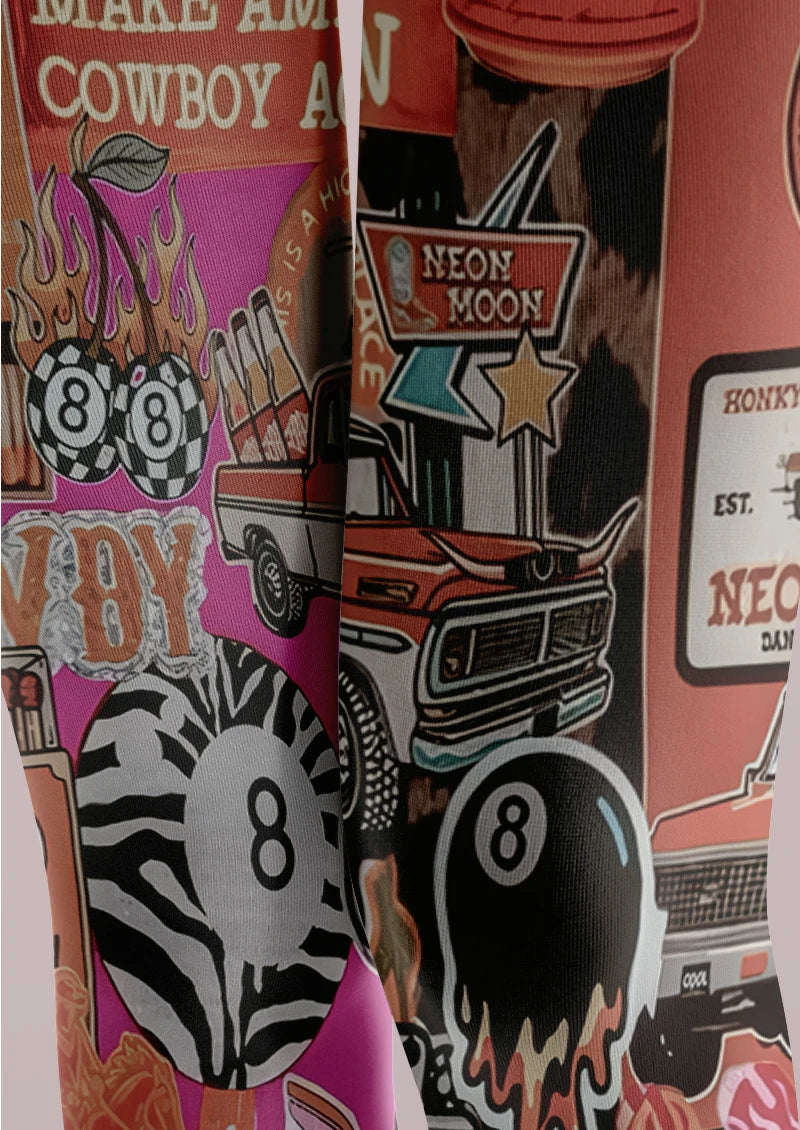 Cowgirl Sticker Collage Tights Hosiery Pantyhose