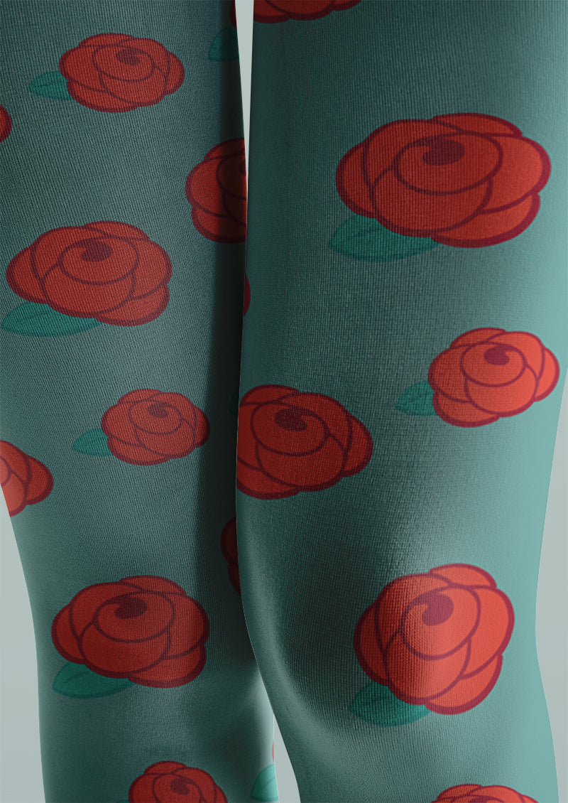Minimal Rose Floral Pattern Tights Hosiery Pantyhose