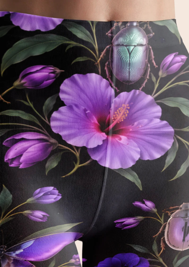 Black Floral and Insect Tights
