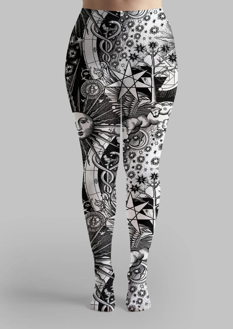 Black White Celestial Tights
