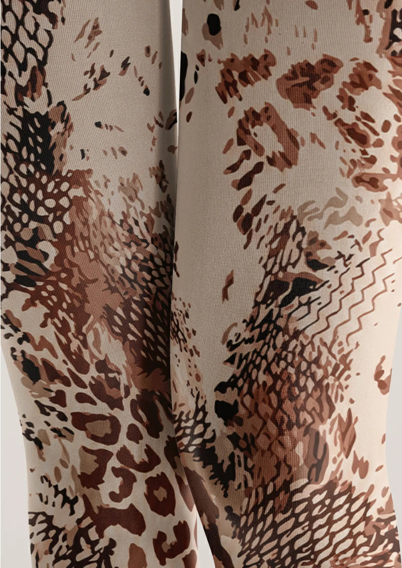 Beige Mixed Animal Print Tights