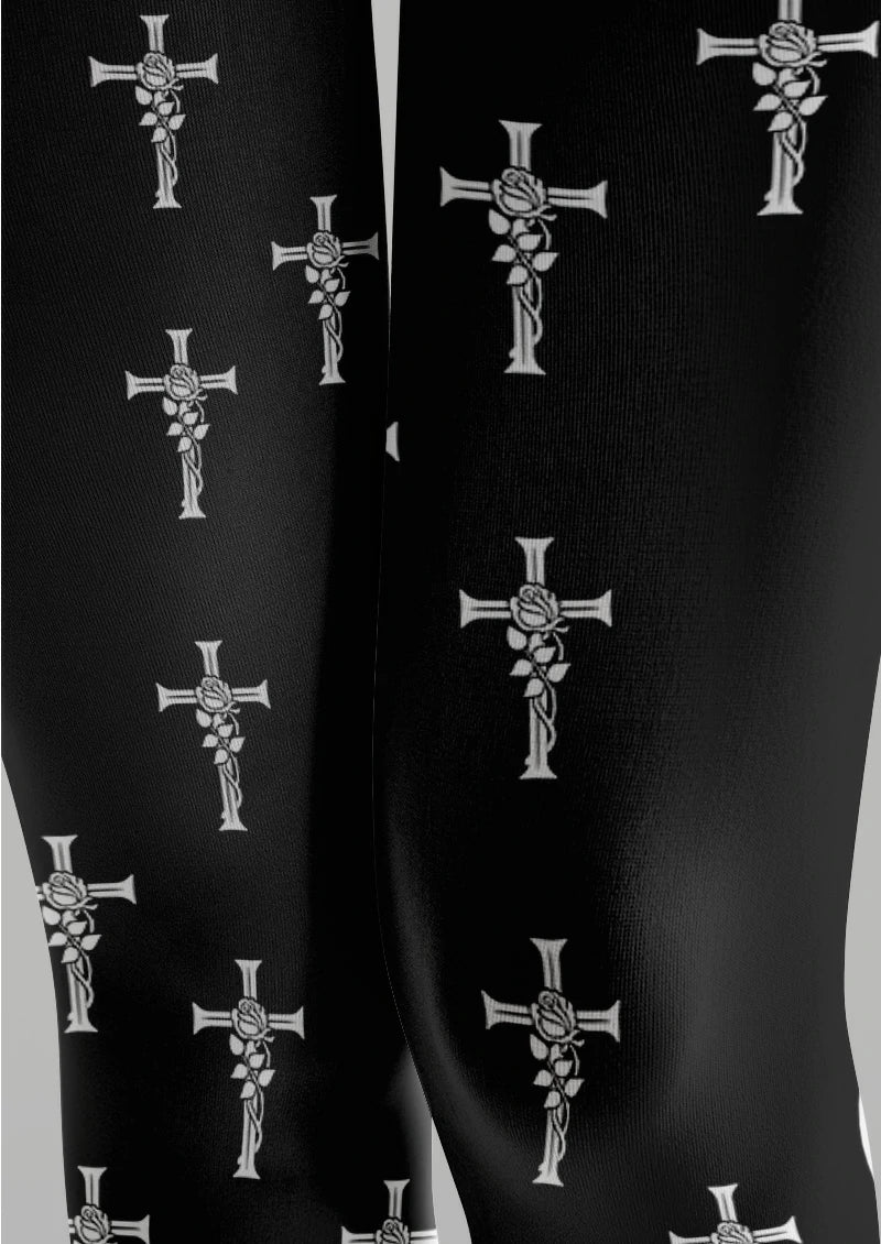Black Rose Cross Tights
