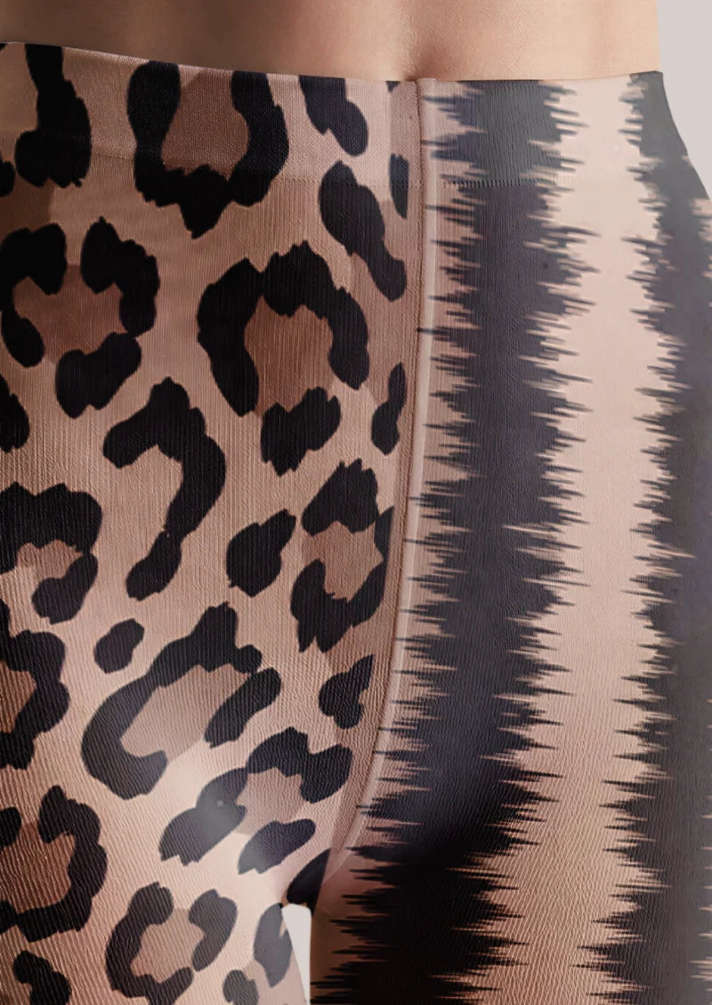 Beige Leopard Zebra Tights