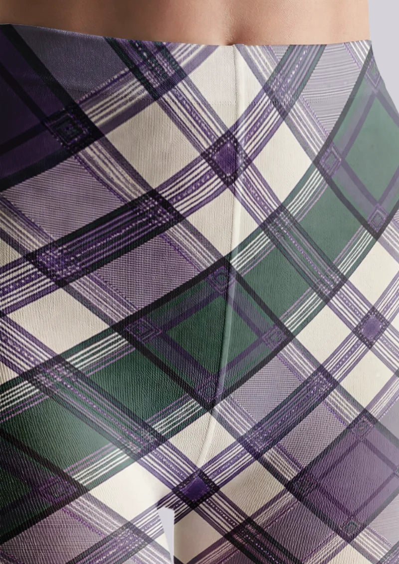 Purple Green Plaid Tights