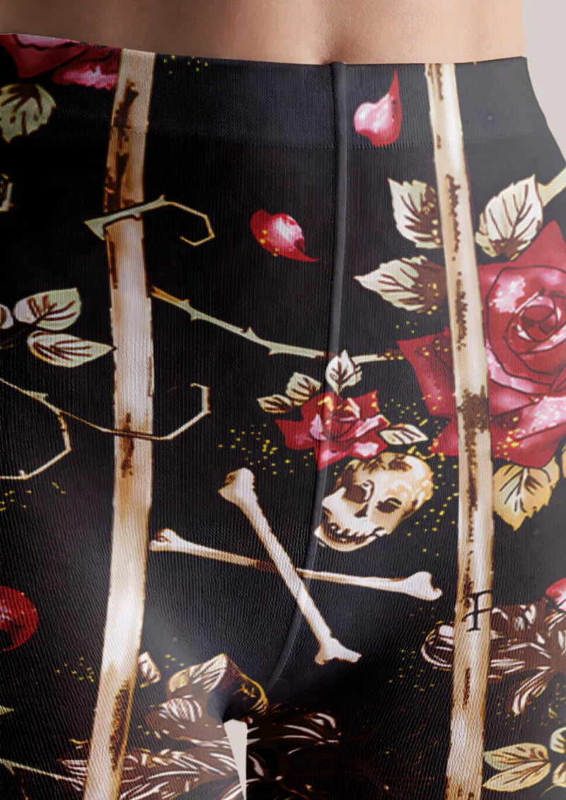 Black Red Rose Tights