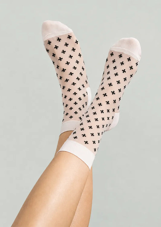 White Sheer Polka Dot Socks