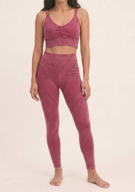 Rosewood Mineral Wash Seamless Leggings & Bra Set