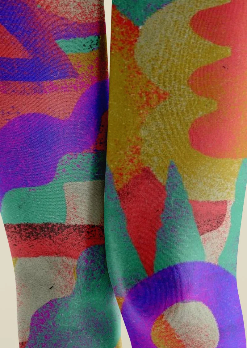 Multicolor Abstract Geometric Tights