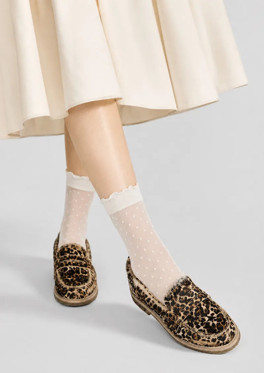 Sheer Polka Dot Crew Socks