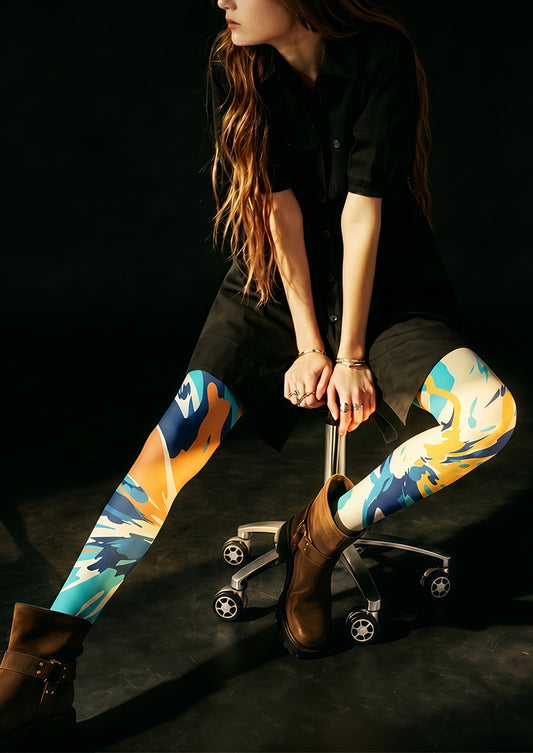 Color Block Splash Art Tights Hosiery Pantyhose
