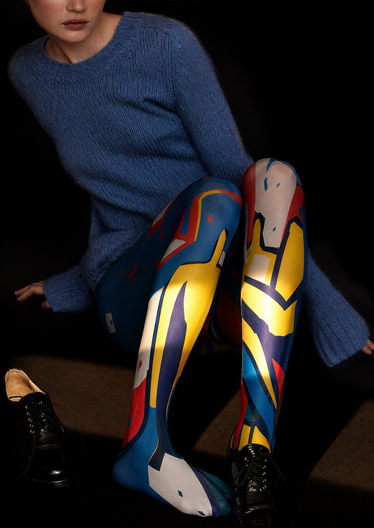Color Block Pop Art Geometric Tights Hosiery Pantyhose