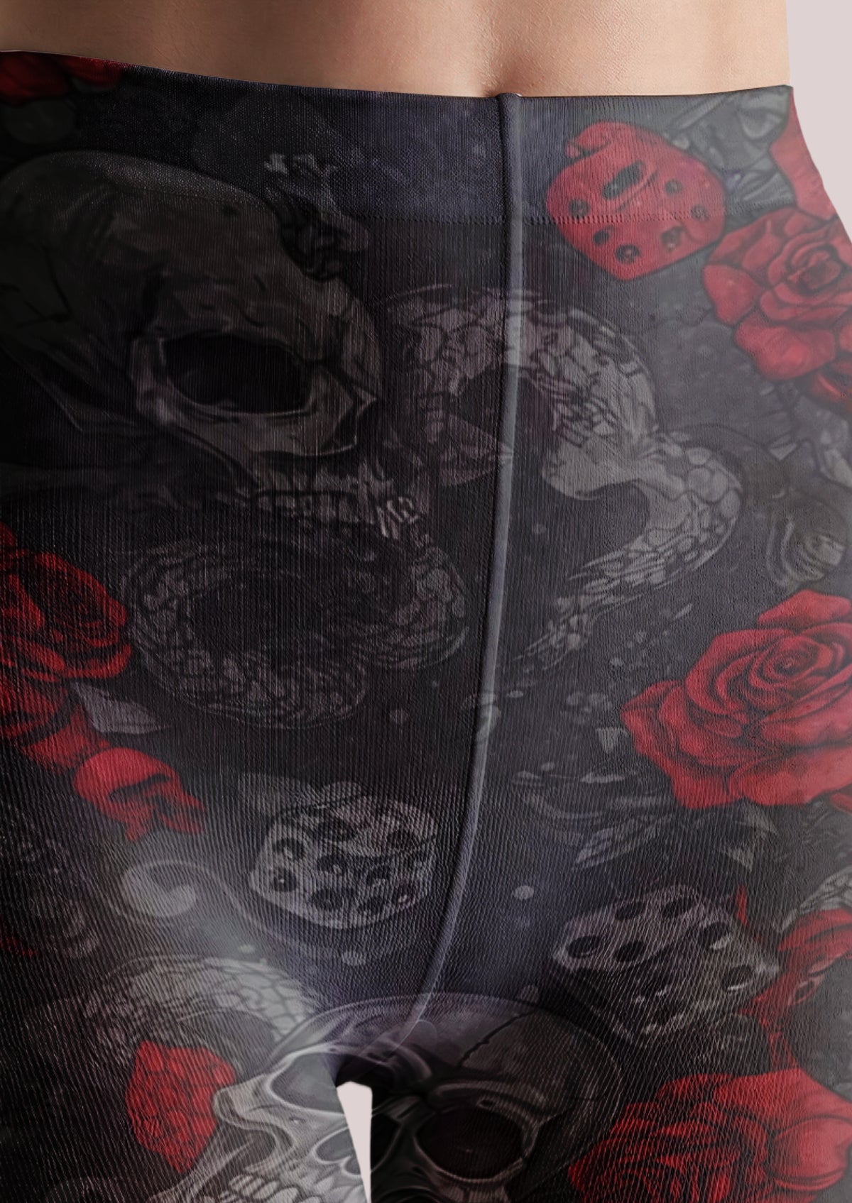Black Skull Rose Dice Tights