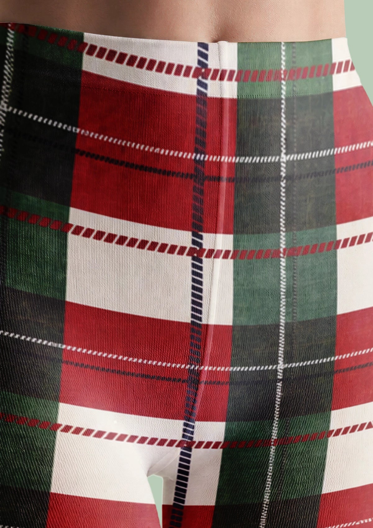 Red Green Plaid Tights
