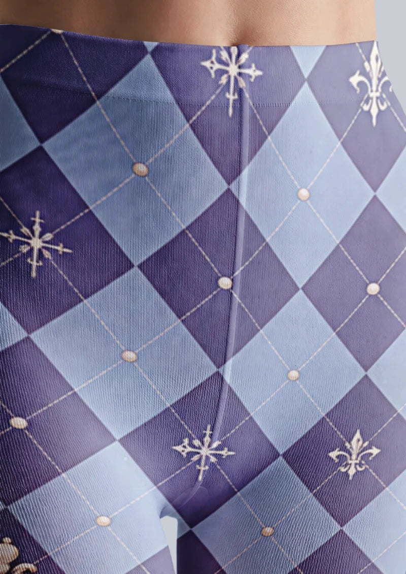 Blue Crowned Rabbit Argyle Tights