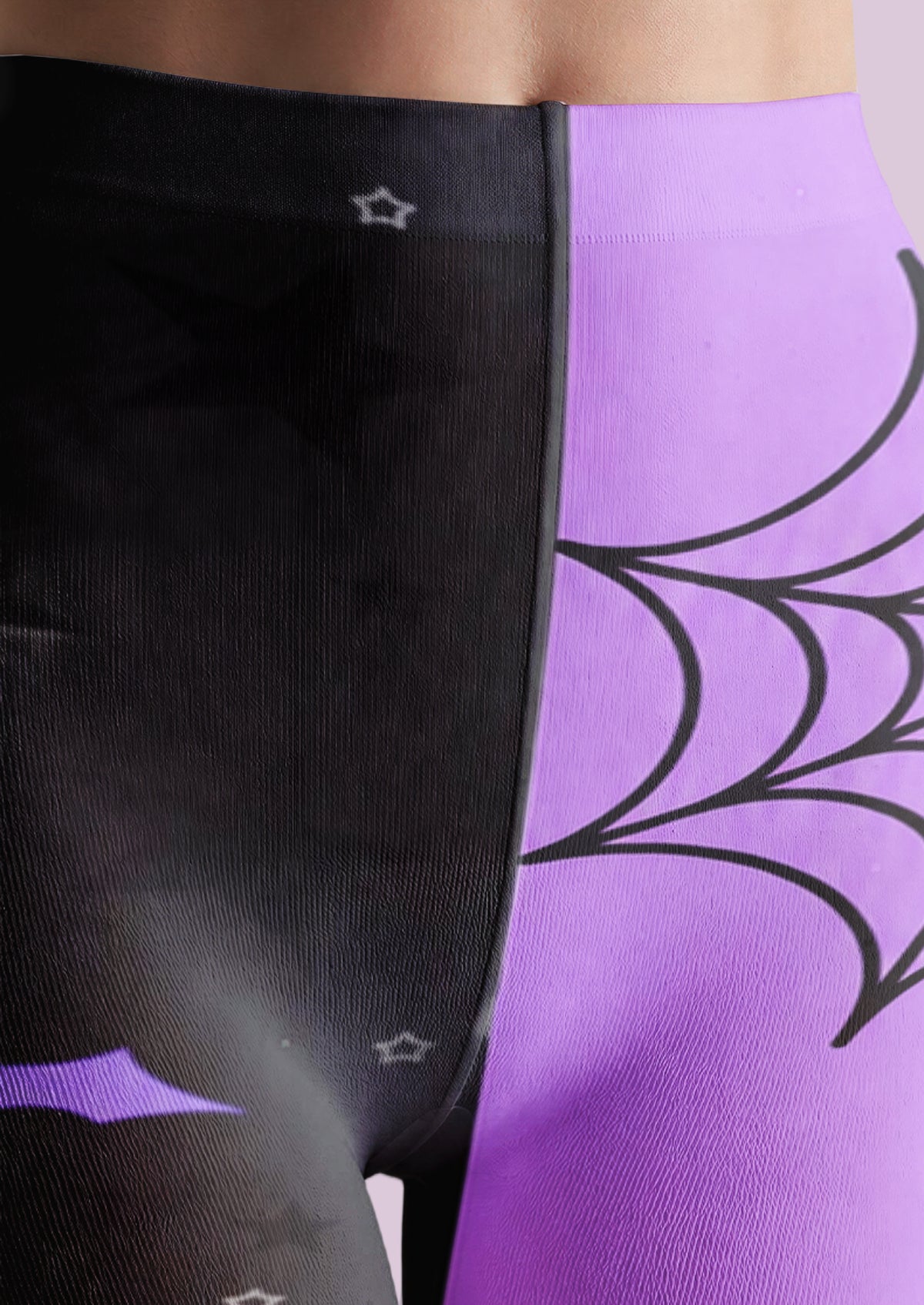 Black Purple Spiderweb Bat Tights