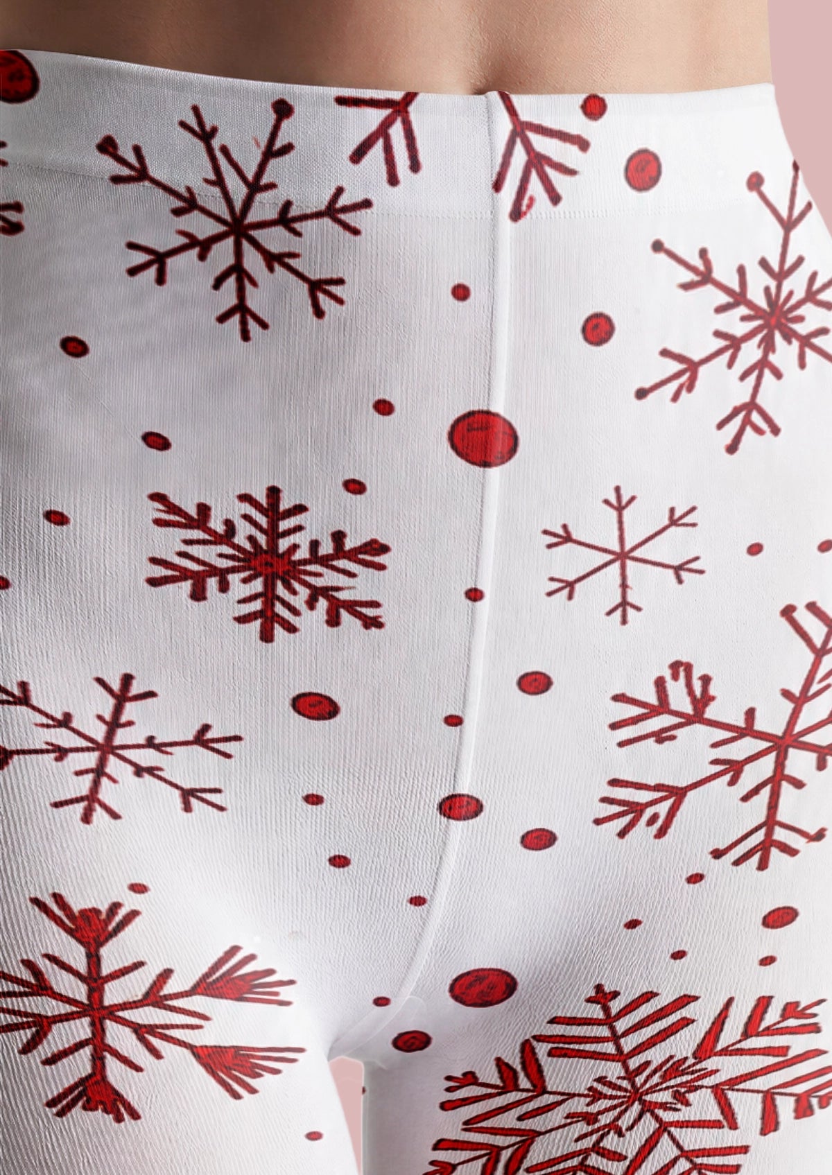 White Red Snowflake Tights
