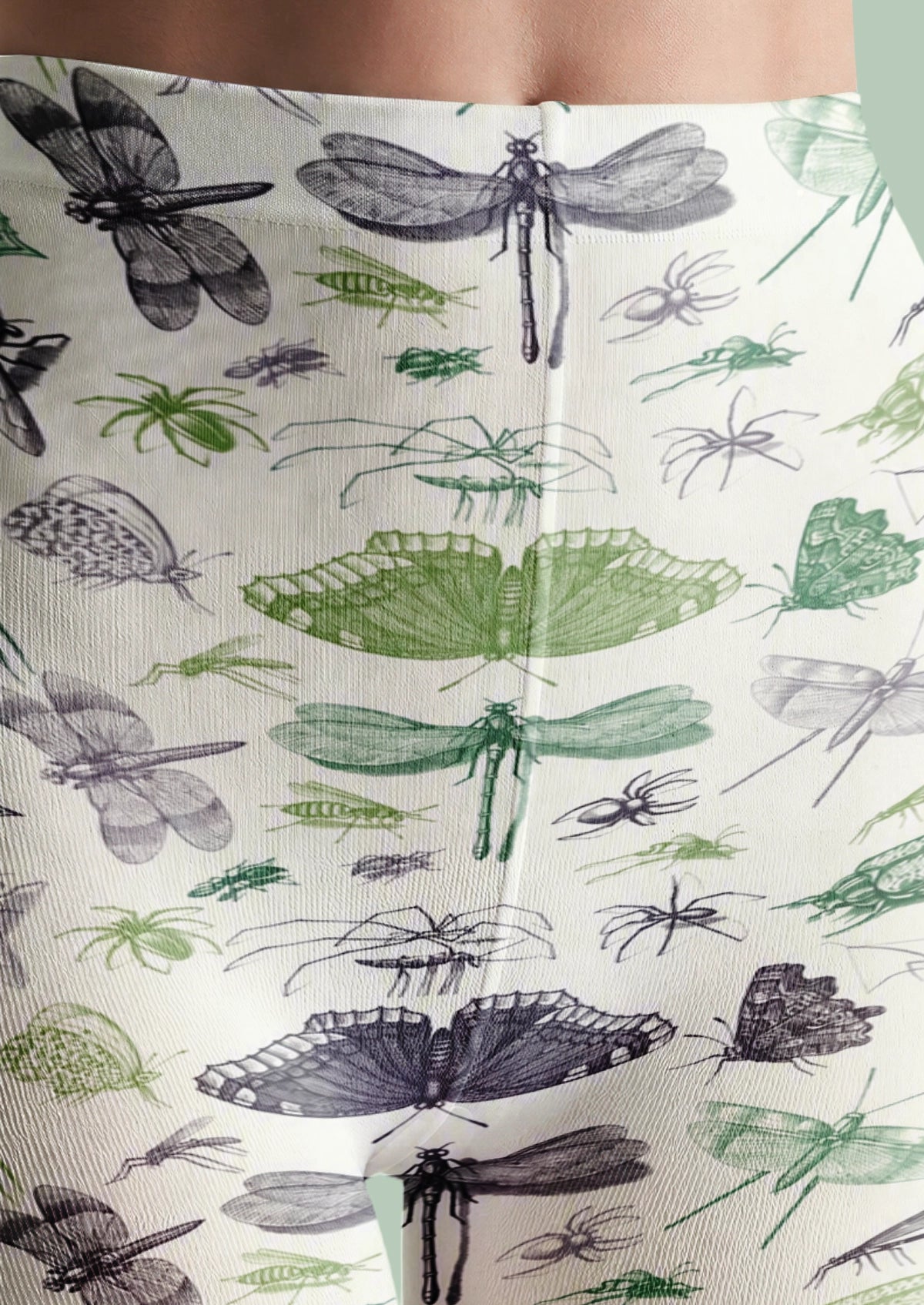 White Botanical Insect Tights