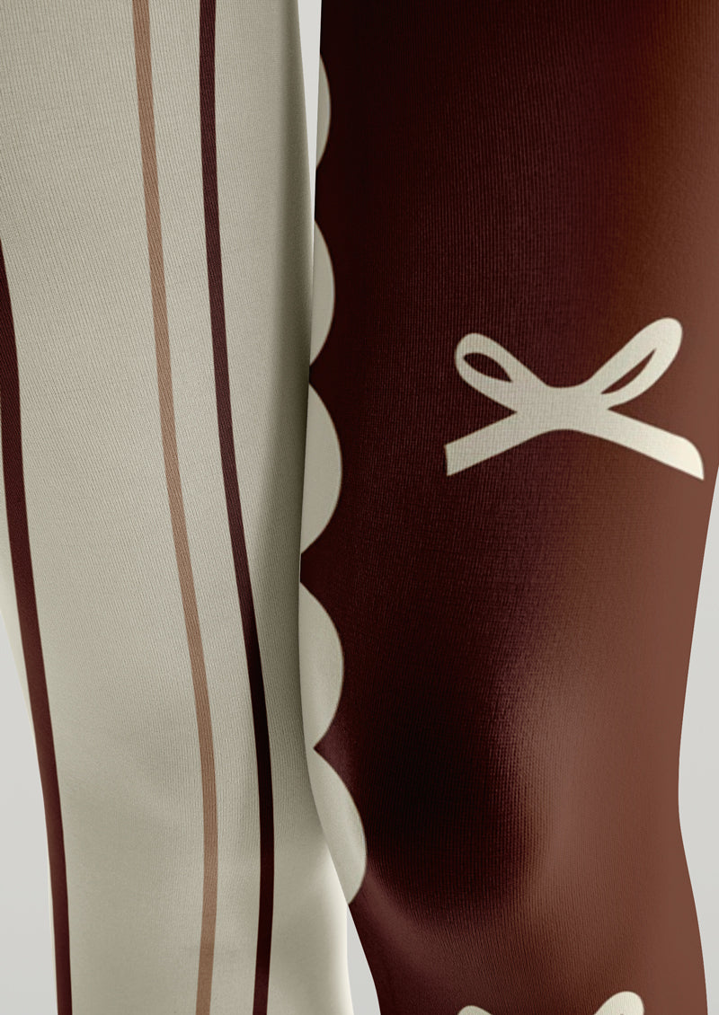 Color Block Bow Printed Tights Hosiery Pantyhose