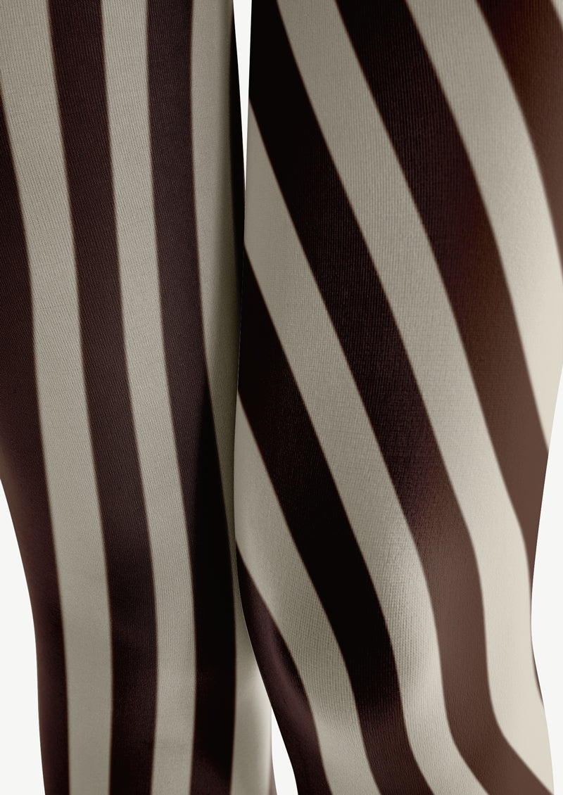 Brown White Striped Tights Hosiery Pantyhose