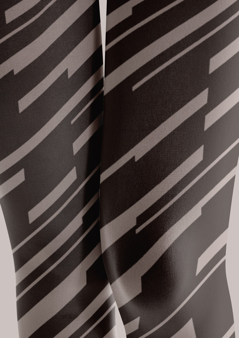 Black Grey Offset Stripe Tights Hosiery Pantyhose