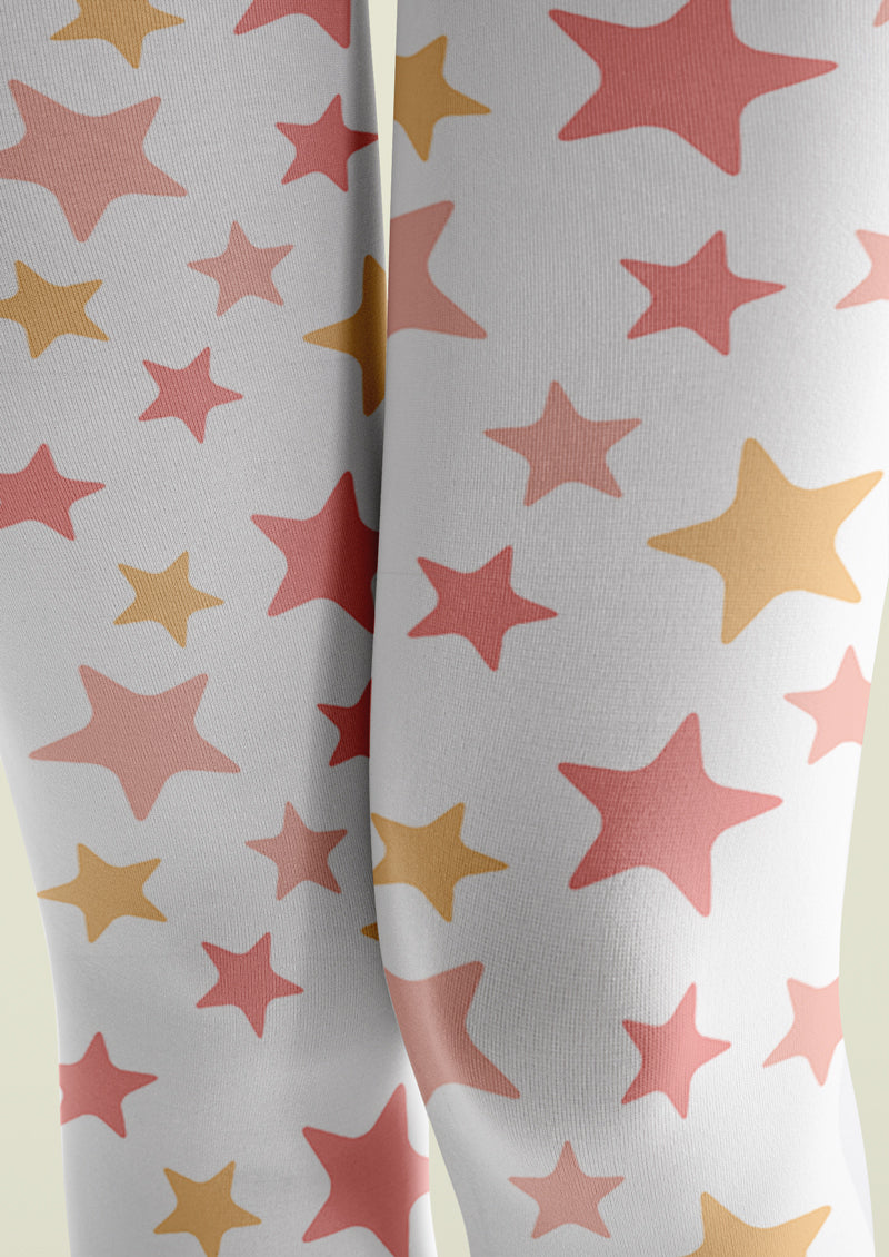 Pink Gold Star Printed Tights Hosiery Pantyhose