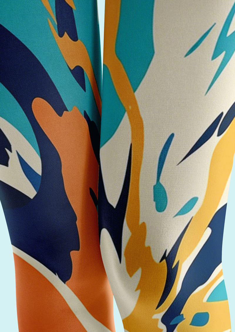 Color Block Splash Art Tights Hosiery Pantyhose
