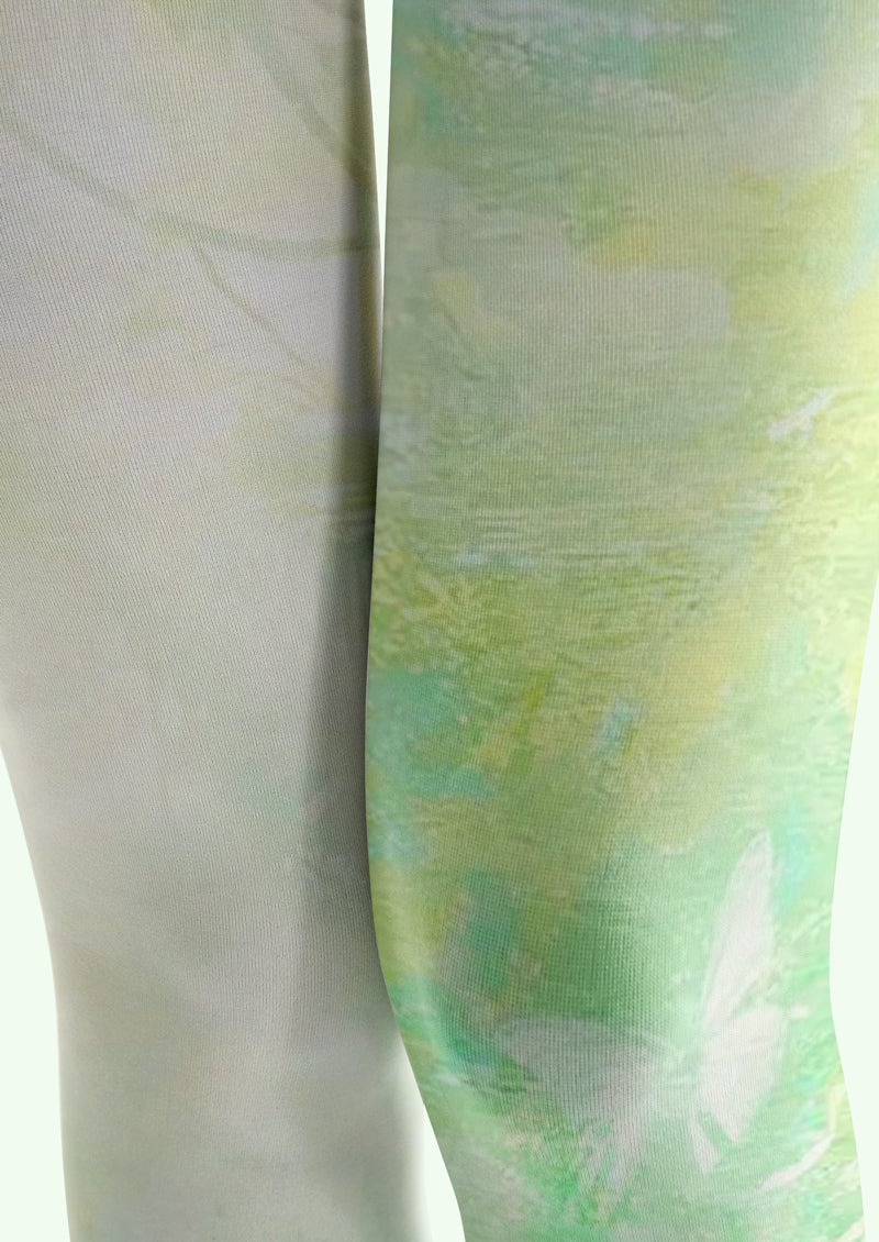 Green Watercolor Swirl Tights Hosiery Pantyhose