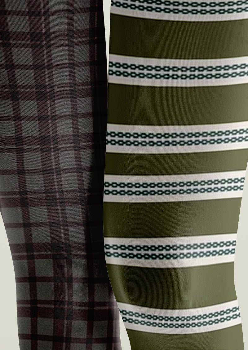 Plaid Striped Patchwork Printed Tights Hosiery Pantyhose