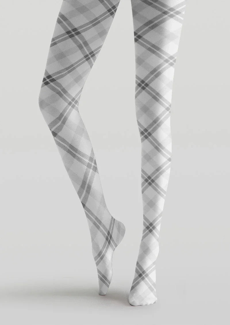 Gray Plaid Tights Hosiery Pantyhose