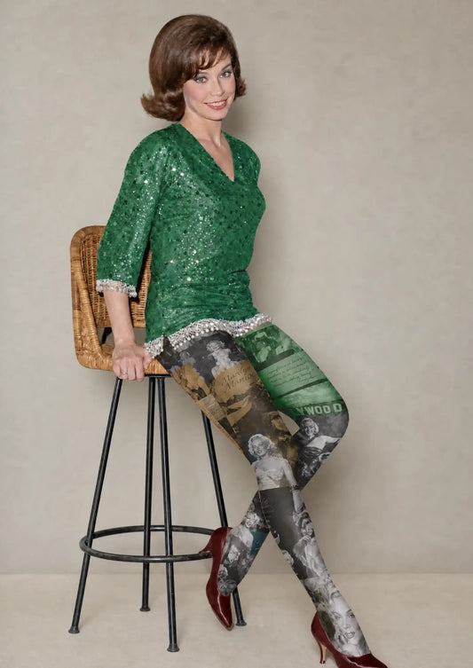 Noir Hollywood Collage Graphic Tights Hosiery Pantyhose