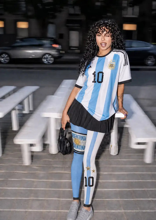 Argentina Number 10 Sport Graphic Footless Tights Hosiery Leggings
