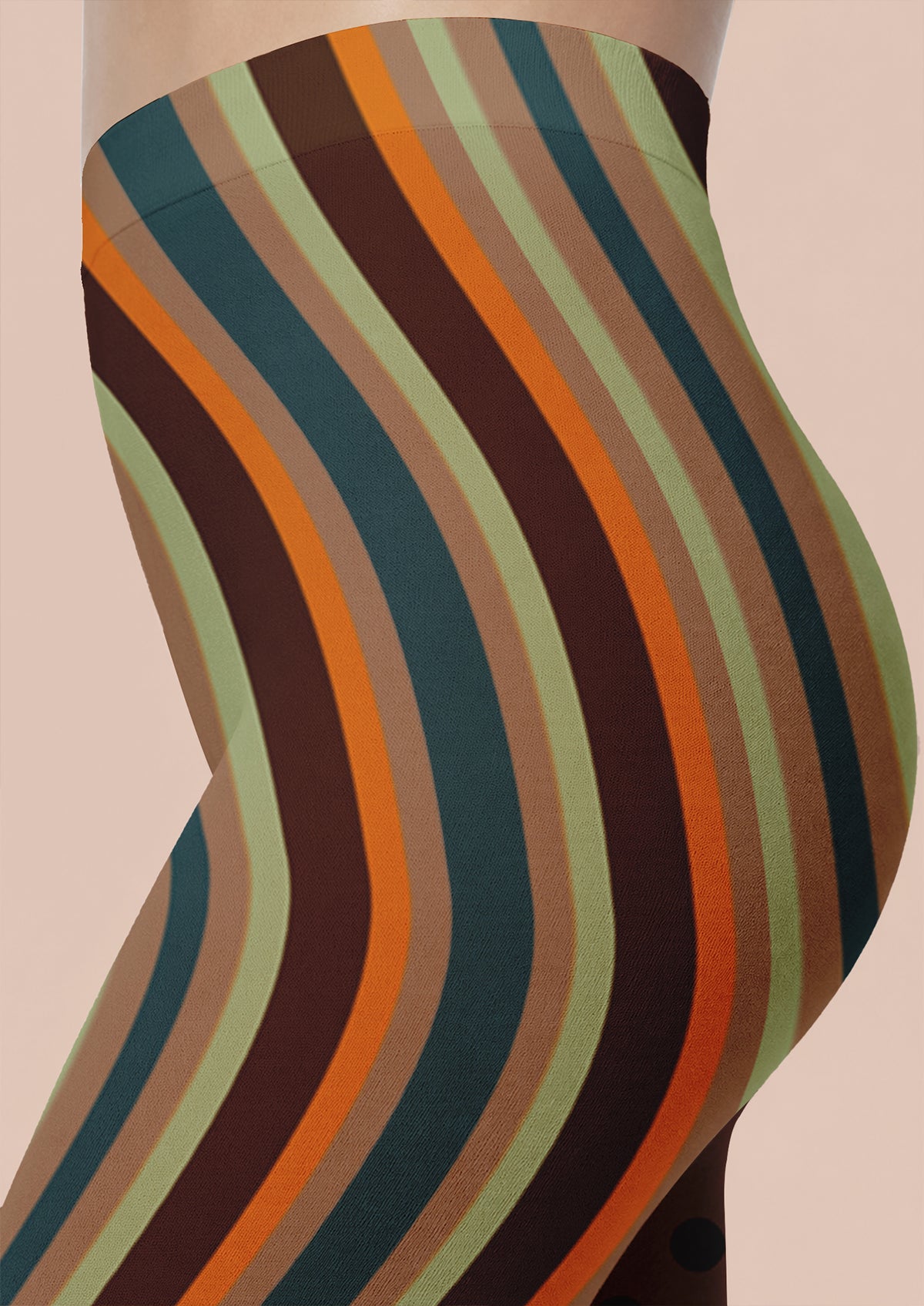 Retro Wave Stripe Footless Tights Hosiery Leggings