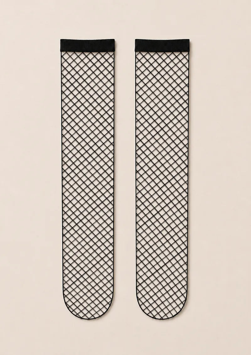 Black Diamond Fishnet Knee-High Socks