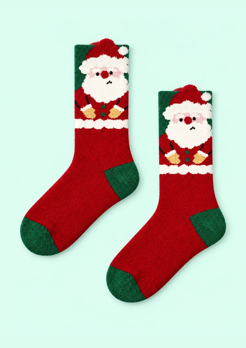 Red Santa Face Crew Socks
