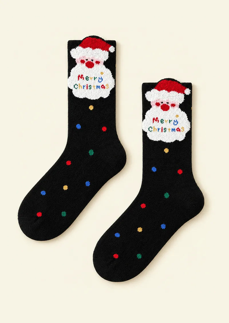 Black Santa Greeting Crew Socks
