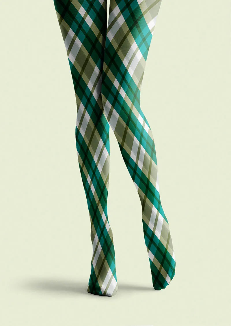 Forest Check Pattern Tights Hosiery Pantyhose