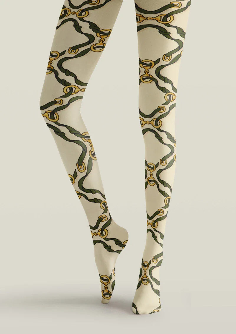 Beige Argyle Tights Hosiery Pantyhose
