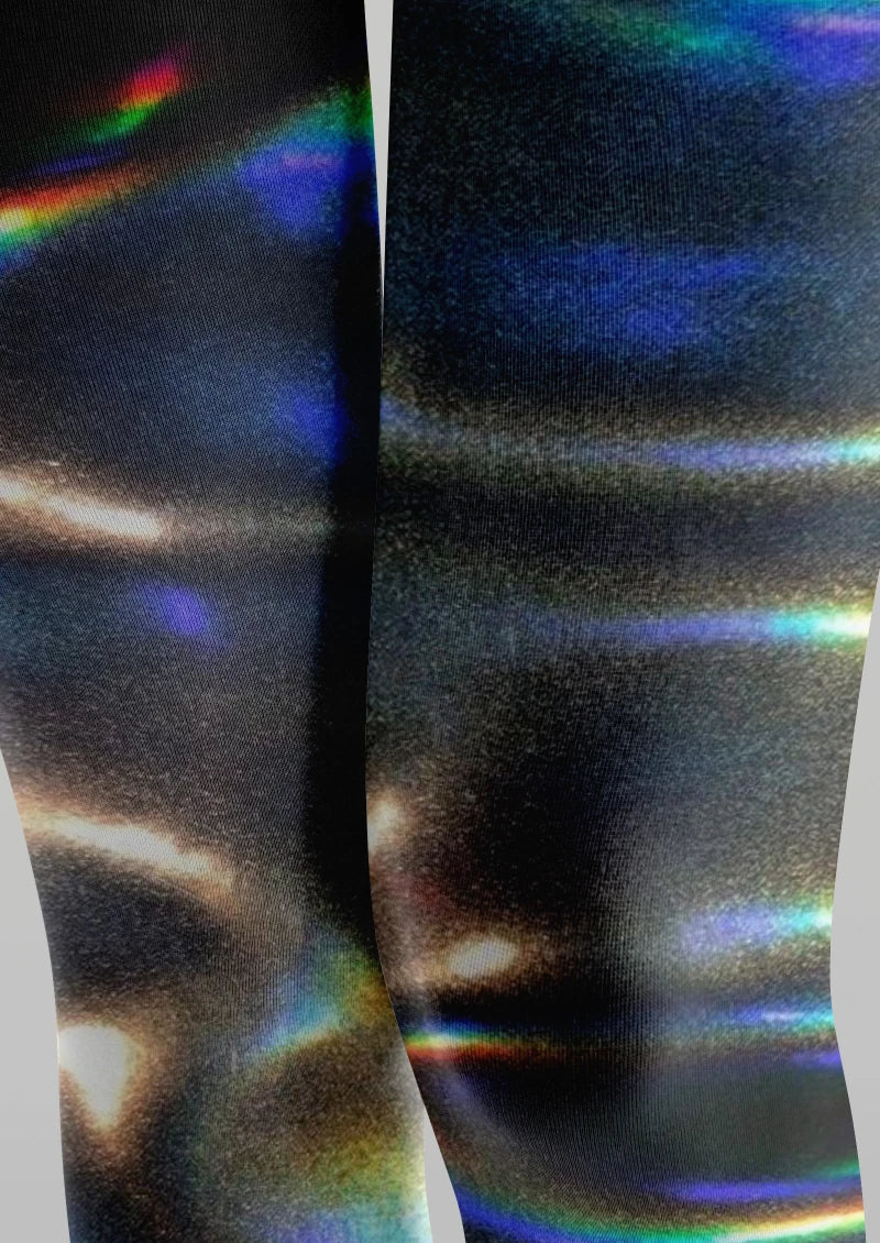 Holographic Striped Tights Hosiery Pantyhose