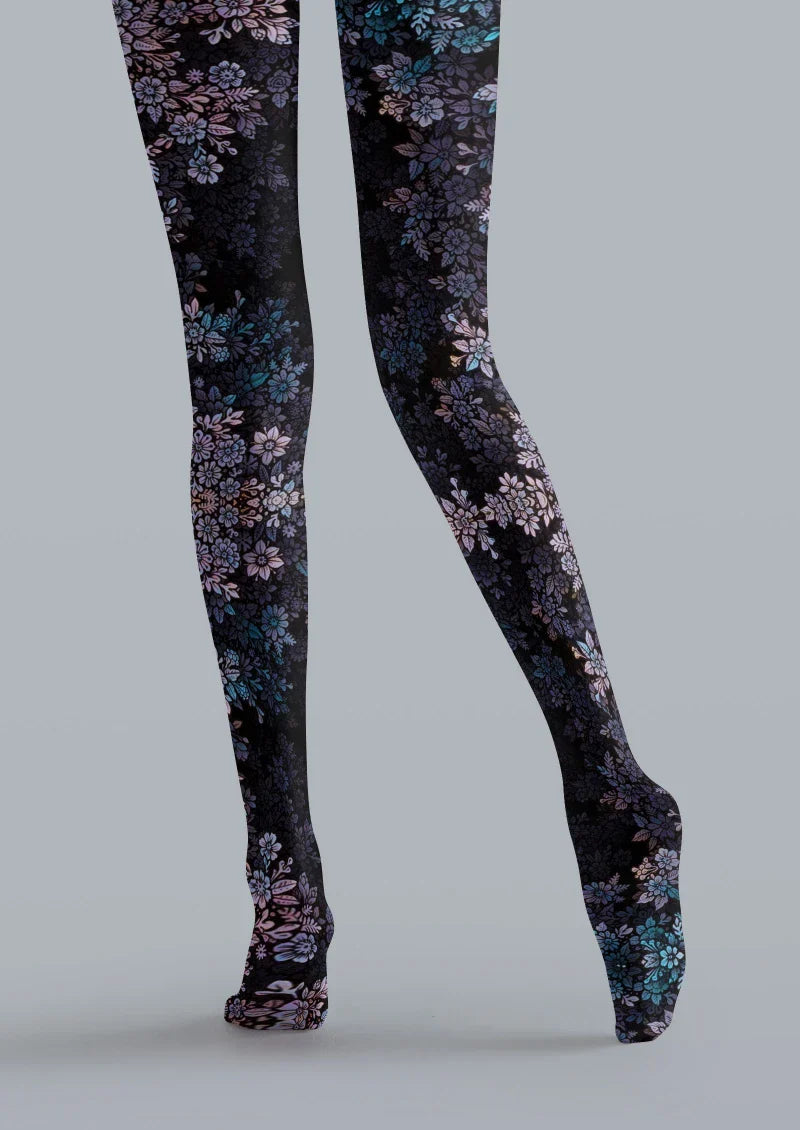 Black Cherry Blossom Tights Hosiery Pantyhose
