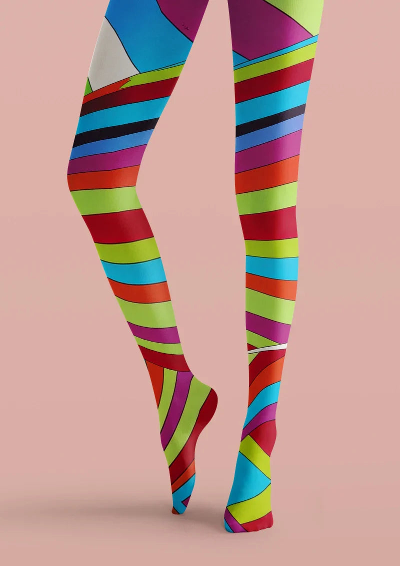 Colorful Striped Geometric Tights Hosiery Pantyhose