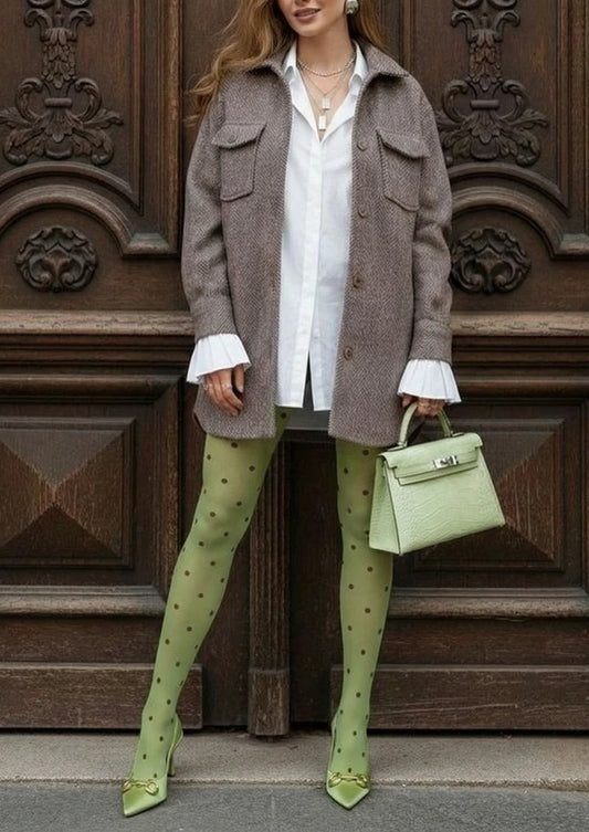 Green Black Polka Dot Tights Hosiery Pantyhose
