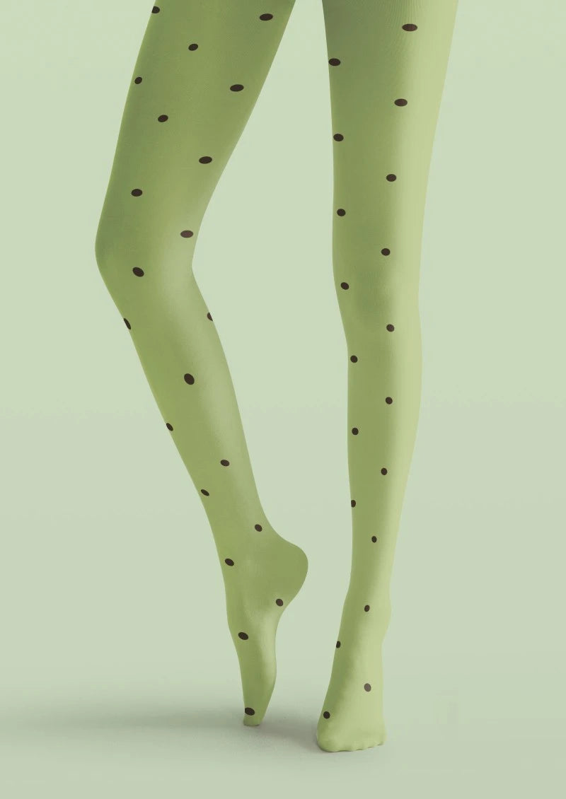 Green Black Polka Dot Tights Hosiery Pantyhose