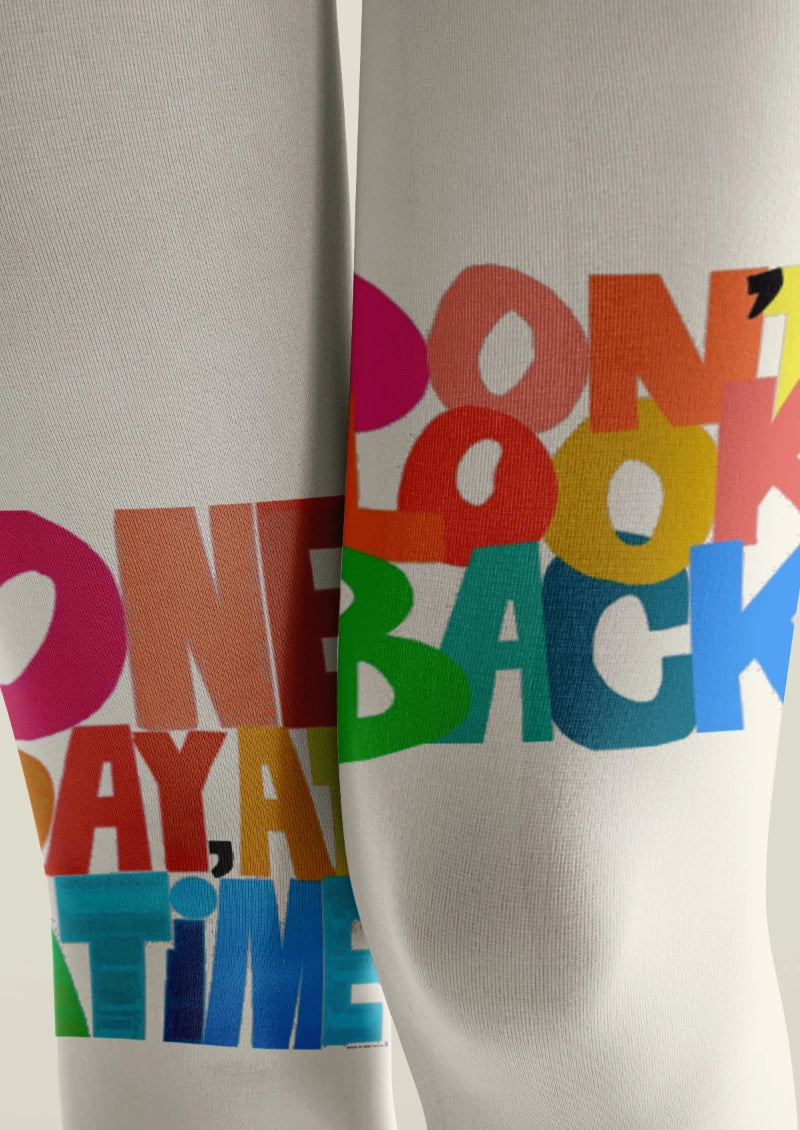 Script Text Printed Tights Hosiery Pantyhose