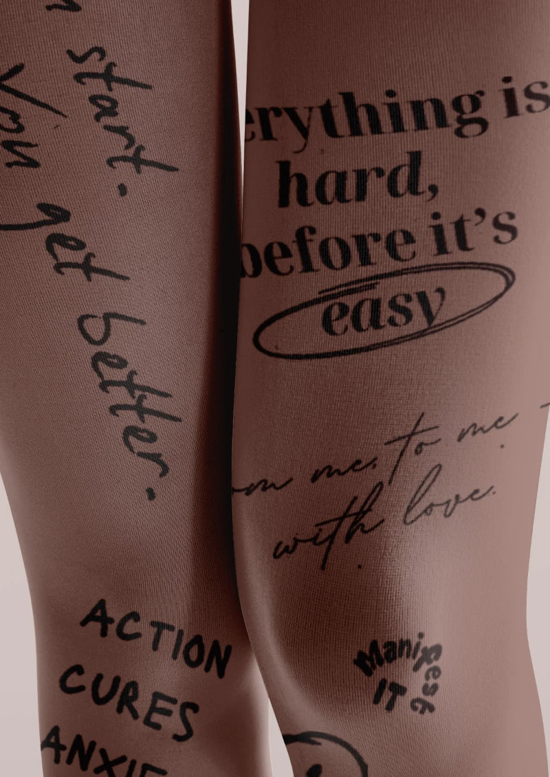 Tattoo Quote Printed Tights Hosiery Pantyhose
