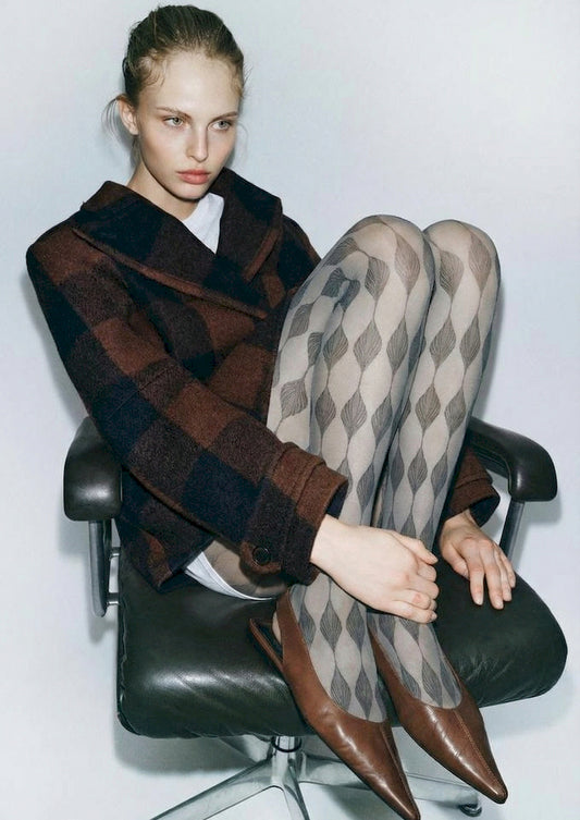 Argyle Texture Printed Tights Hosiery Pantyhose